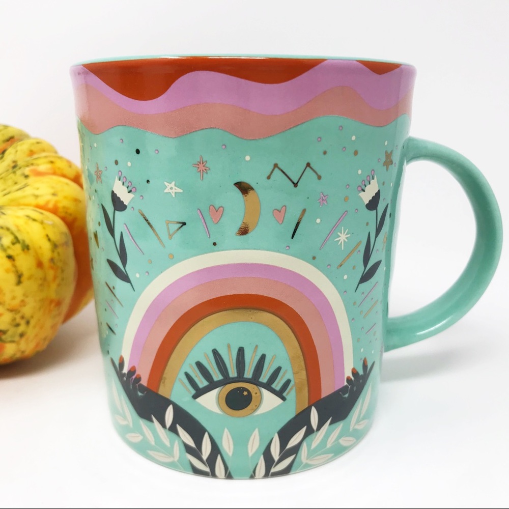 Large Boho Greek Evil Eye Moon & Stars Ceramic Mug
